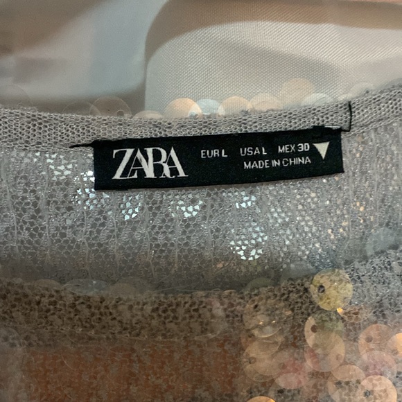 Zara silver sequin top size L - Picture 2 of 3